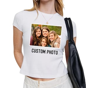 Custom Photo Baby Tee y2k, Trendy 90s Vintage Tee, Custom Text Y2K Fashion, Baby Tee Custom 90s Top, Graphic Tee, Personalized y2k Clothing