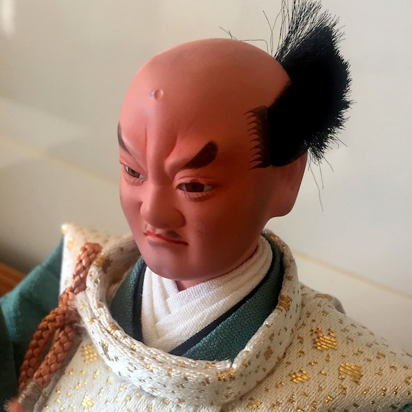 JAPANESE VINTAGE DOLL, Hina doll, Hand made, Gold + Silver Brocade, Traditional doll, Made in Japan.