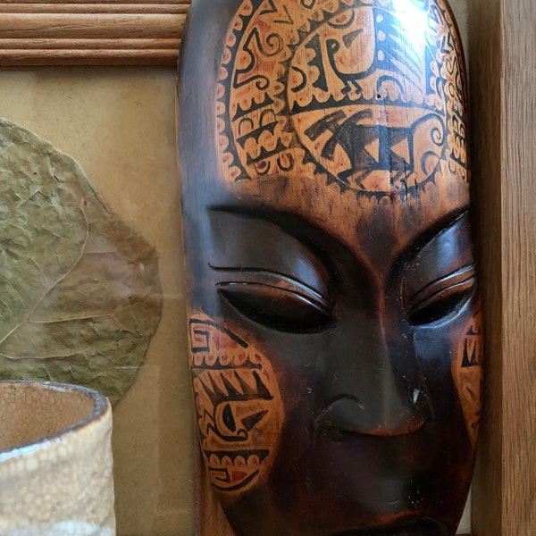 AFRICAN TRIBAL MASK, Wooden wall art decor, Hand painted and polished, Home decor, Boho decor,Art collectible,House warming gift,From Africa
