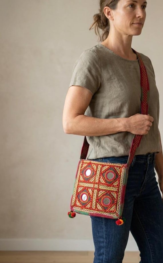 VINTAGE BANJARA BAG, Hand embroidered bag from Gujarat India.