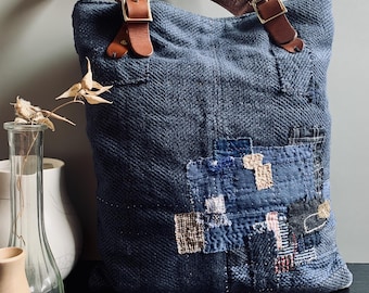 HANDMADE BORO BAG |  Japanese Patchwork Tote | Up-cycled from Reclaimed Fabrics | Sustainable | Wabi- Sabi bag | Exclusive @ YamiraStudio