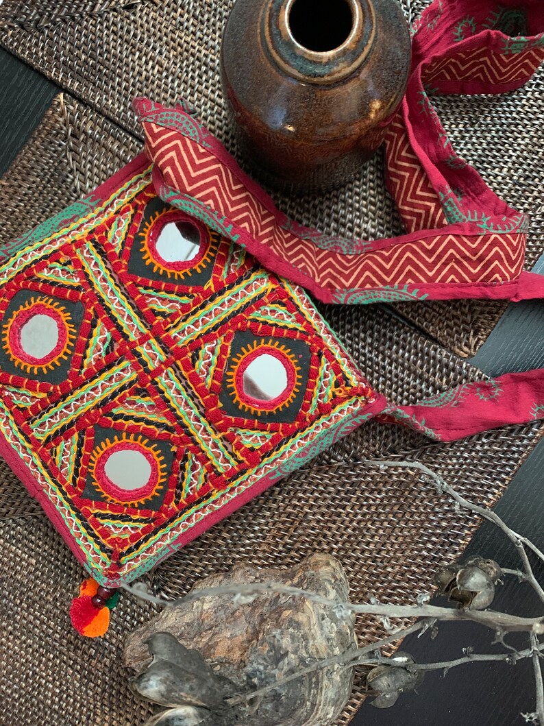 VINTAGE BANJARA BAG, Hand embroidered bag from Gujarat India. image 8