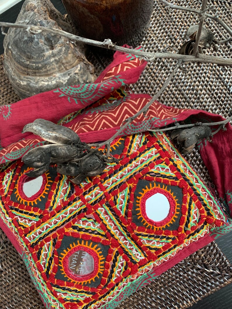 VINTAGE BANJARA BAG, Hand embroidered bag from Gujarat India. image 5