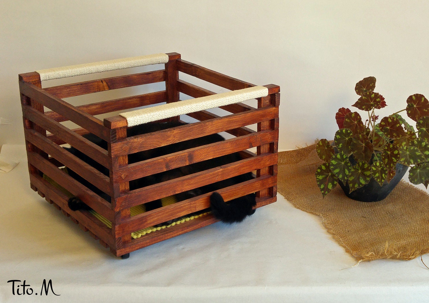 Caisse de Rangement 40/40cm - Teinté, Poignées Coton ou Jute