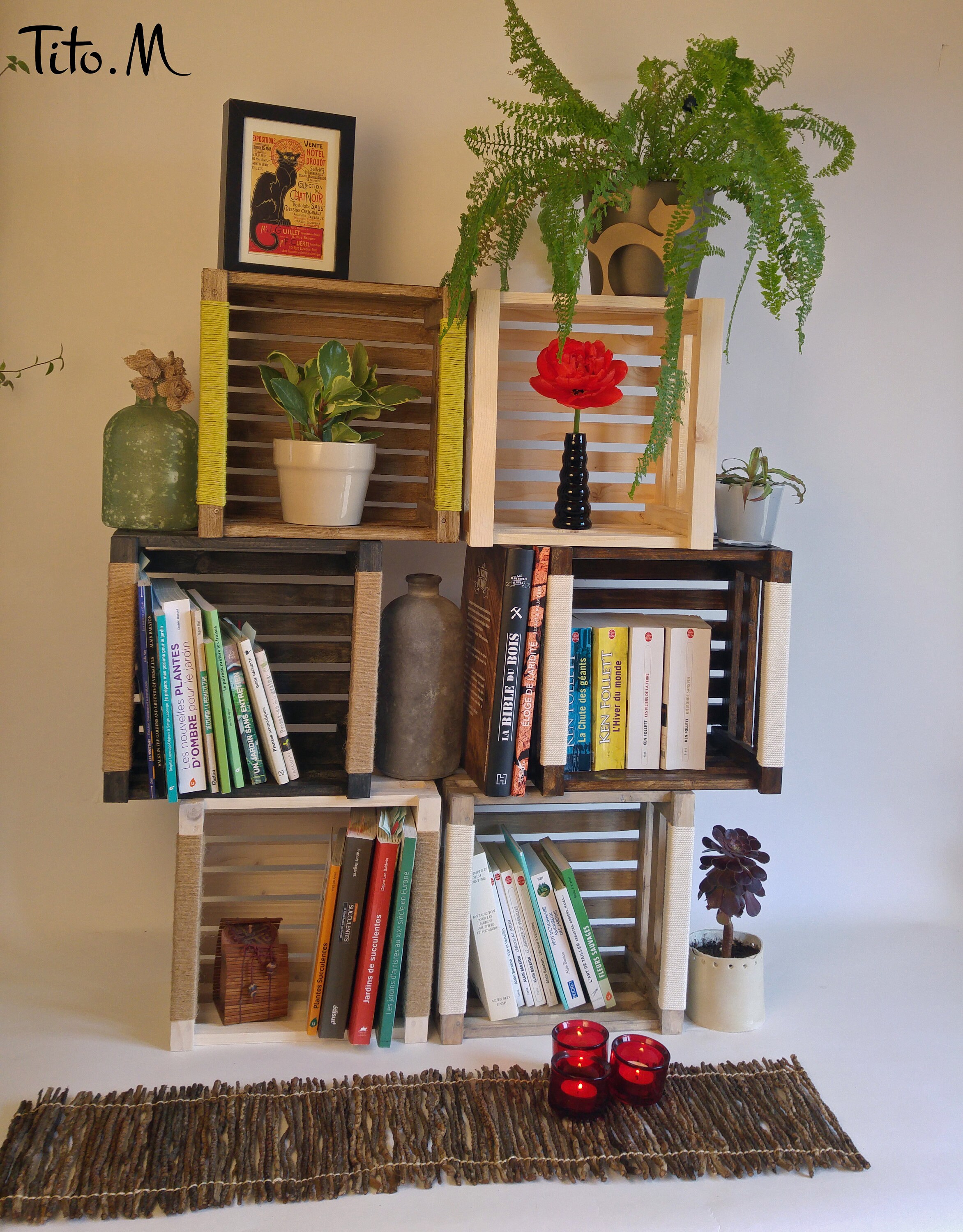 Holzkiste. Aufbewahrung Bücher Bibliothek Griffe 100% | Etsy