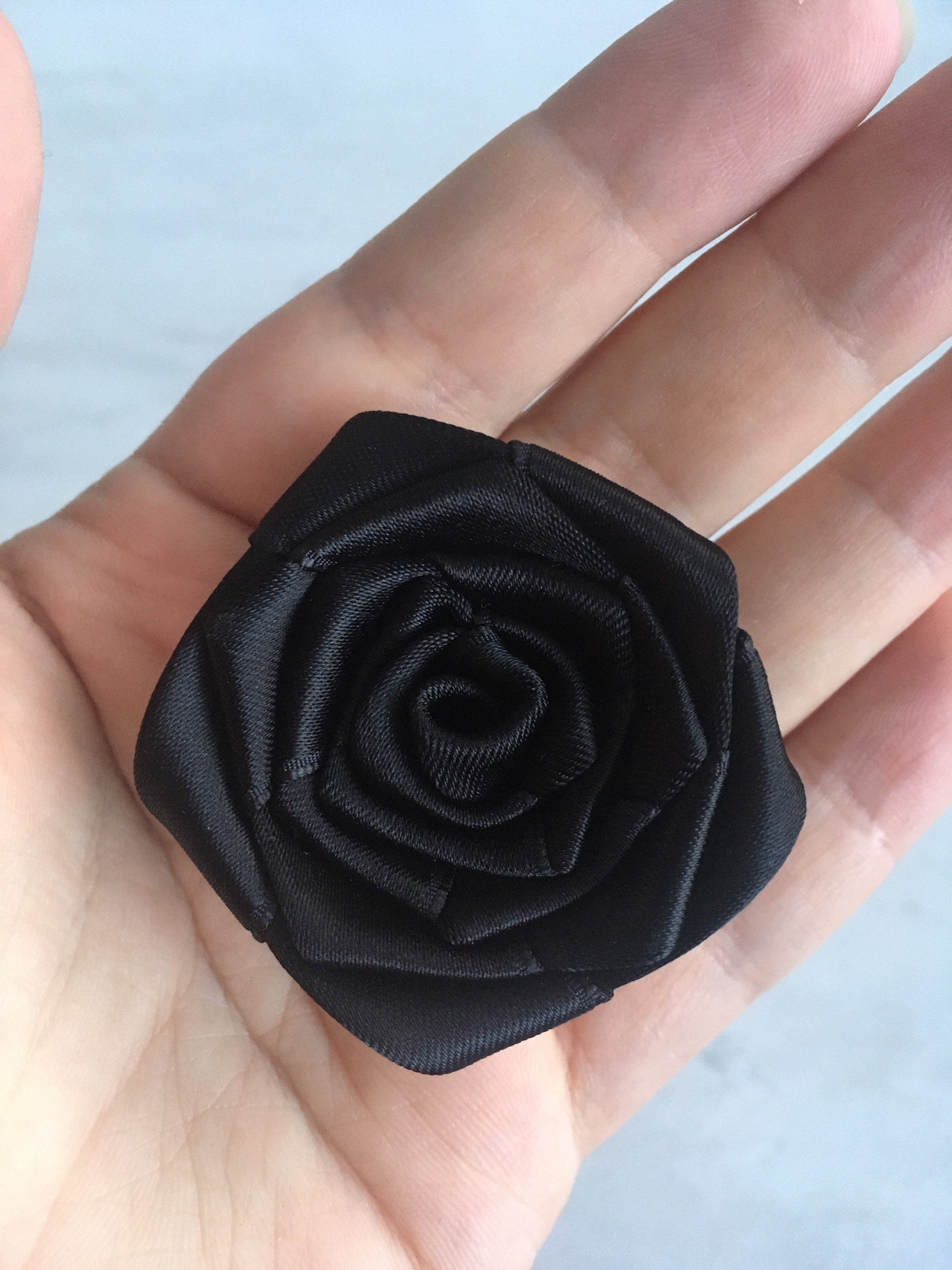 Black silk/satin Rose Hair Clip Black Rose Flower Hair Clip Artificial Red Rose Hairpin  main image 2