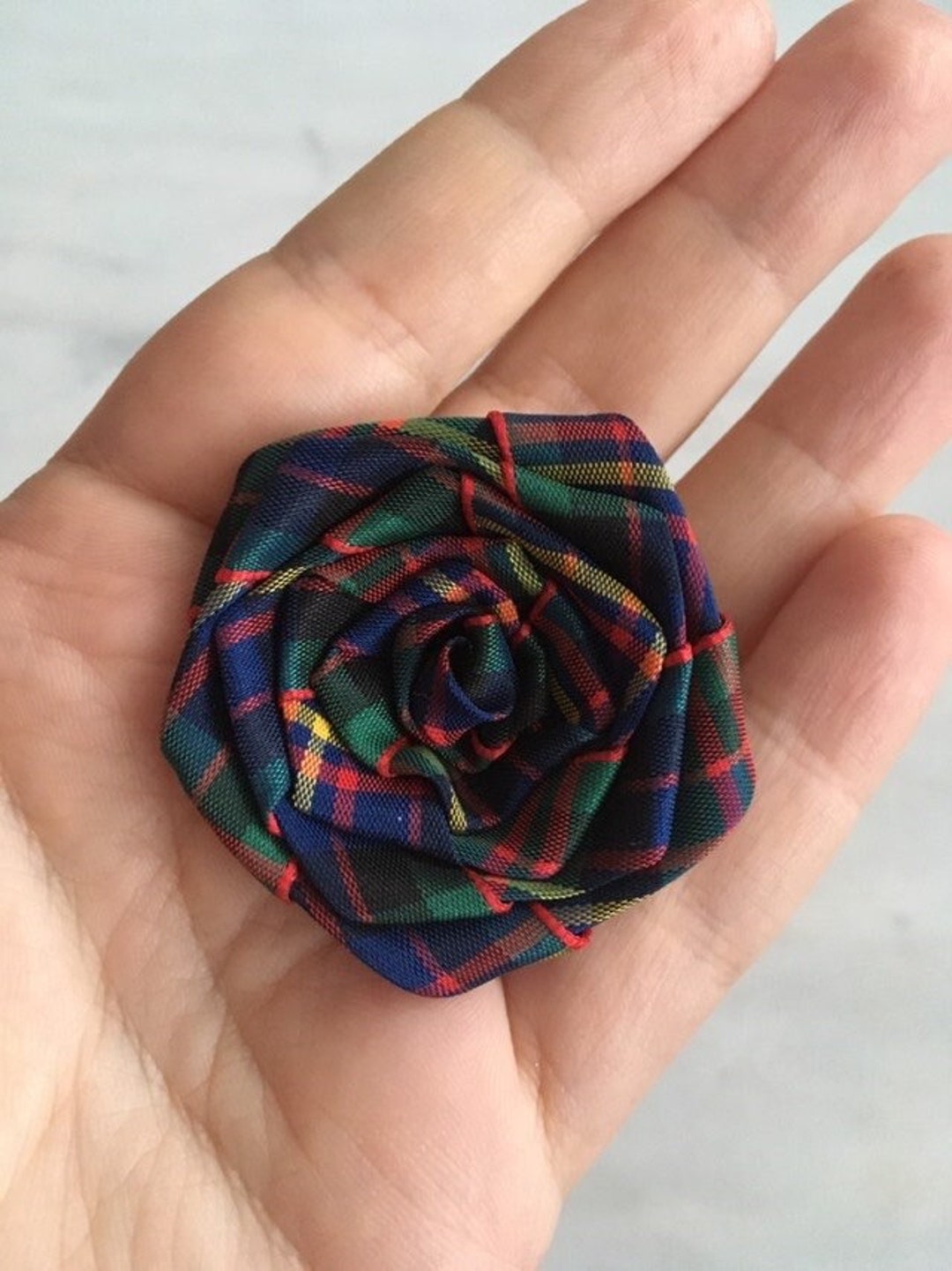 Cameron of Erracht Tartan Ribbon Rose Brooch / Pin / Stem / Hair Clip ...