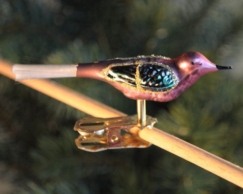 Berry Colored Miniature Glass Bird Tree Decorations Etsy