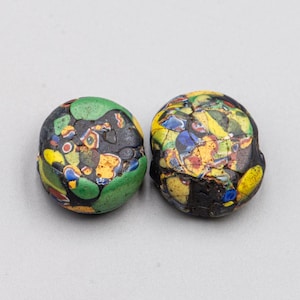 2 antique tabular Venetian beads from African trade - flat beads - Rare beads - Old vintage glass beads - Mosaic beads