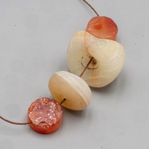 set of 4 ancient agate beads - banded agate