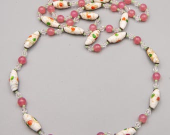 Long necklace of antique Venetian beads - 90 cm - wedding cake beads