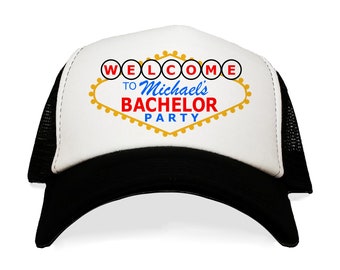 Las Vegas Bachelor Party  Hat. Custom Wedding Party.  Vegas Baby.  The Guys Weekend Getaway. Baseball Hats. Souvenir. Party Favor.