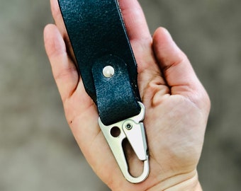 Leather Key Chains, Handmade Durable Key Chain with 1" sling snap, Belt Keychain Holder