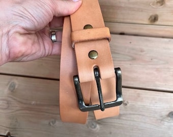 Ceinture en cuir naturel de 1,5 po., tannage végétal, ceinture faite main, ceinture en cuir unisexe