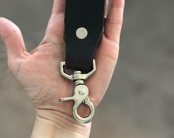 Leather Key Chains, Handmade Durable Key Chain with Trigger Snap, Belt Keychain Holder