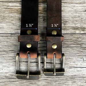 1.5 Crazy Horse Brown Belt, Distressed Leather, Handmade Belt, Unisex Leather Belt, Water Buffalo Leather image 7