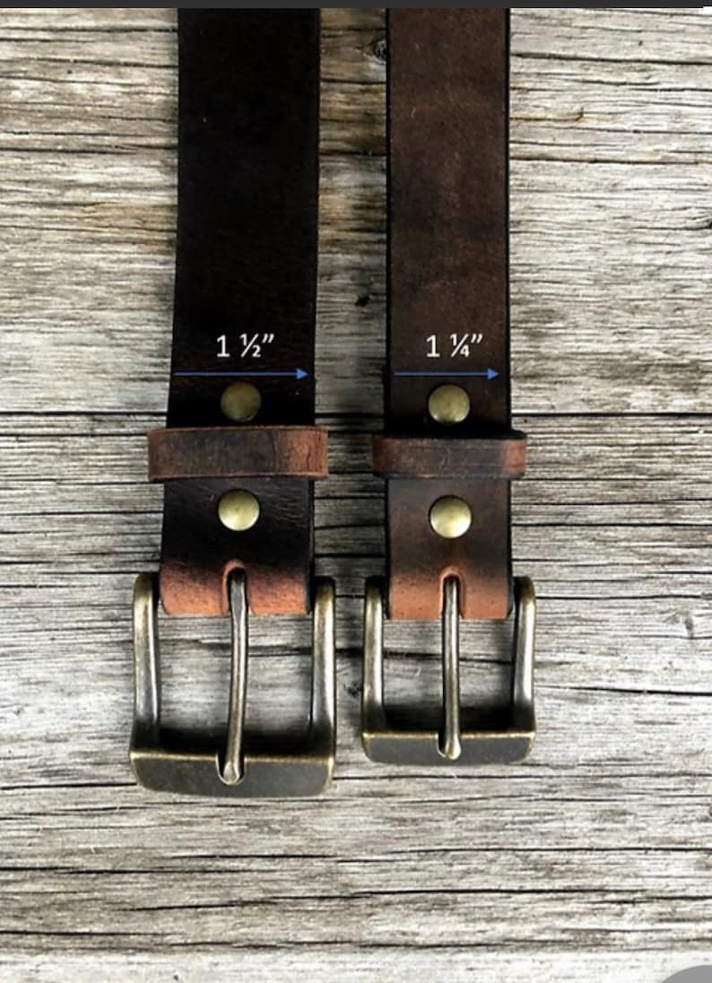 1.5 Crazy Horse Brown Belt, Distressed Leather, Handmade Belt, Unisex Leather Belt, Water Buffalo Leather image 7