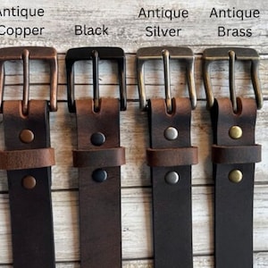 1.5 Crazy Horse Brown Belt, Distressed Leather, Handmade Belt, Unisex Leather Belt, Water Buffalo Leather image 3
