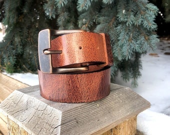 1.5" Antique Brown Leather Belt, Handmade Belt, Unisex Leather Belt,  Leather Belts, Water Buffalo Leather,