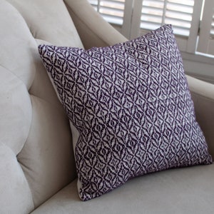 Handwoven overshot pillow cover, decorative throw pillow cover image 2