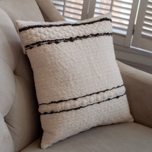 Handwoven pillow cover, decorative throw pillow cover image 1