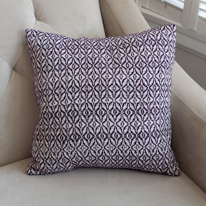 Handwoven overshot pillow cover, decorative throw pillow cover image 1