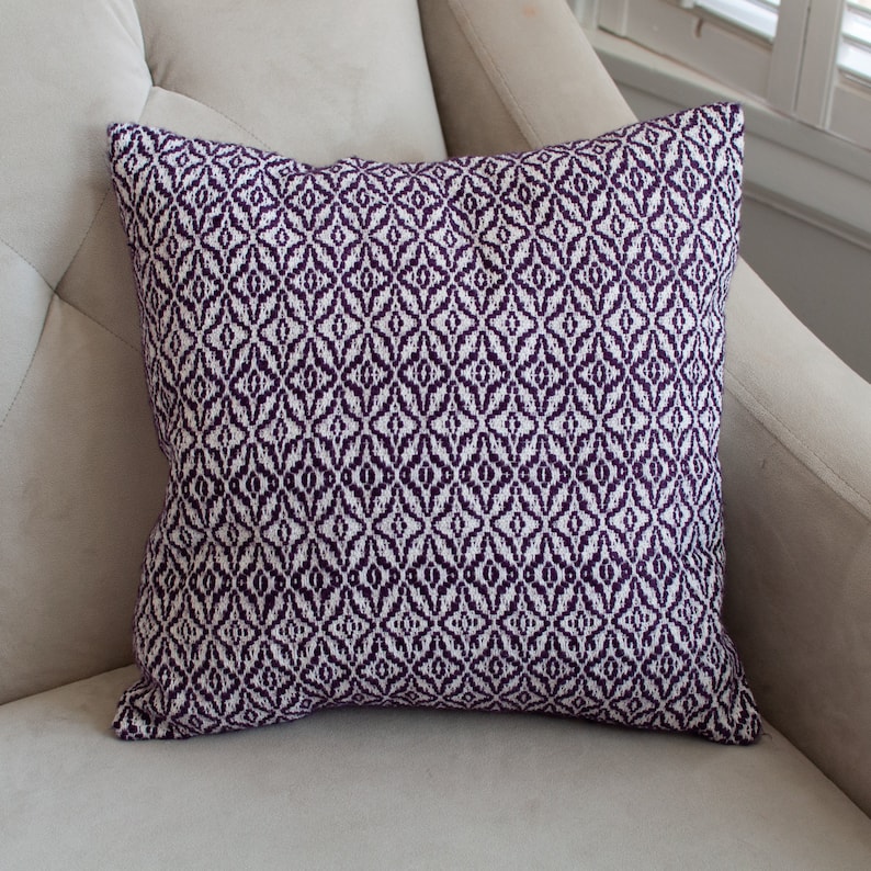 Handwoven overshot pillow cover, decorative throw pillow cover image 1