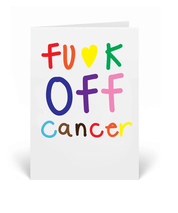 Fuck off Cancer - thinking of you greeting card that can be personalised also in pride colours
