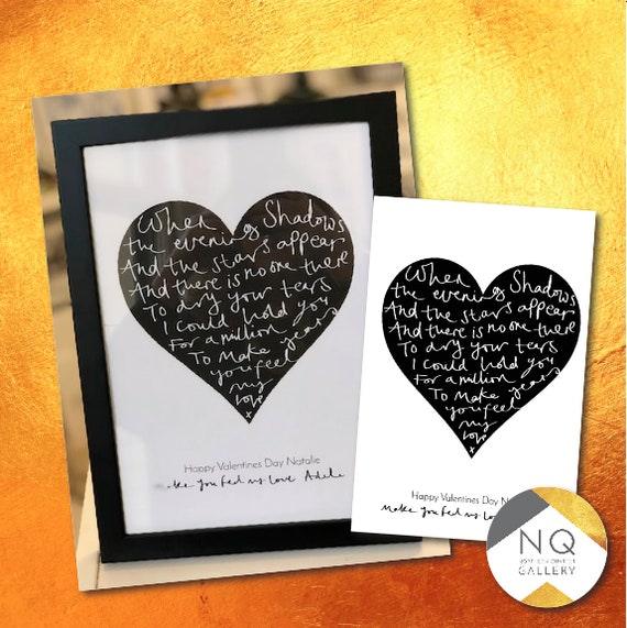 Hand written Heart Quote Print