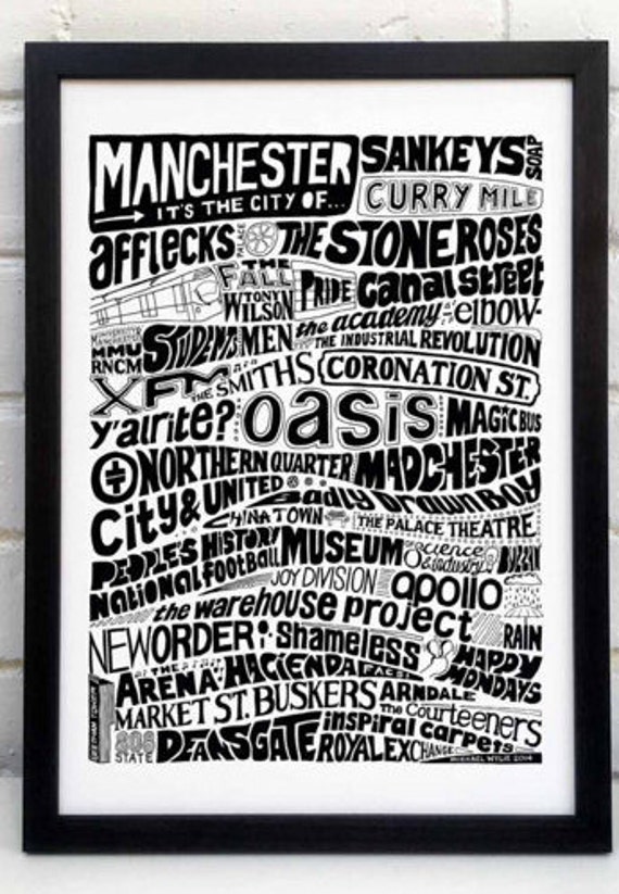Manchester Inspired Typography Print