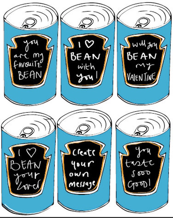 baked bean valentines greeting cards that can be personalised