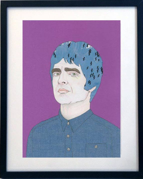 Manchester Music Icon Noel Gallagher giclee mixed media portrait print