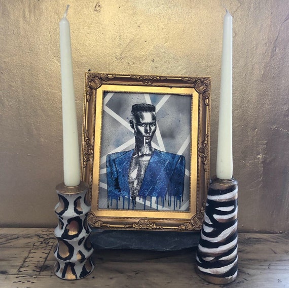 Animal print candles holders