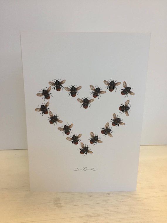 Manchester Bee heart Birthday, thank you, anniversary Greeting Card