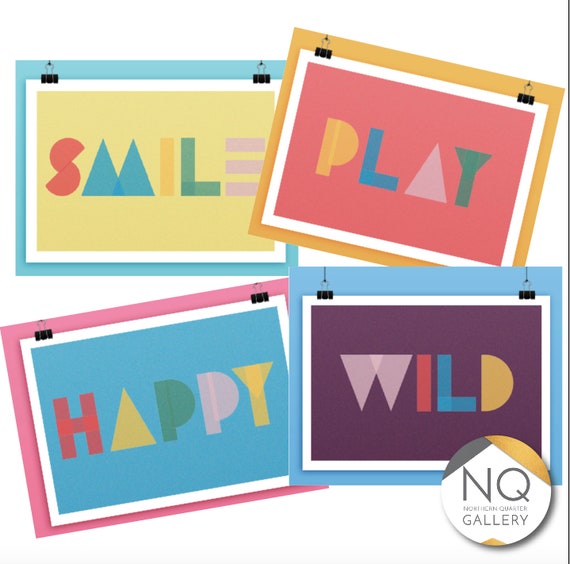 Wild, Happy, Love, Smile A4 Prints