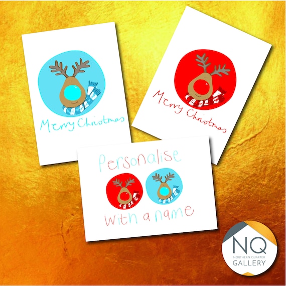 Rudolph and BlueDolph Personalised Christmas Cards