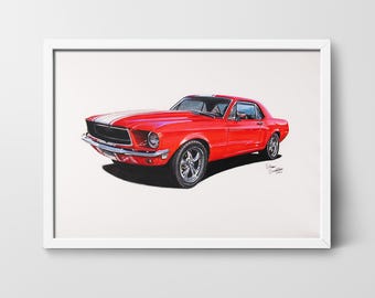 Custom Car Drawing from Photo, Hand-Drawn Colored Pencil Car Portrait, Personalized Artwork, Car Wall Decor, Car Guy Gift, Christmas Gift