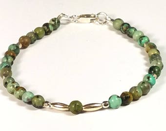 African Turquoise and Sterling Silver Bracelet
