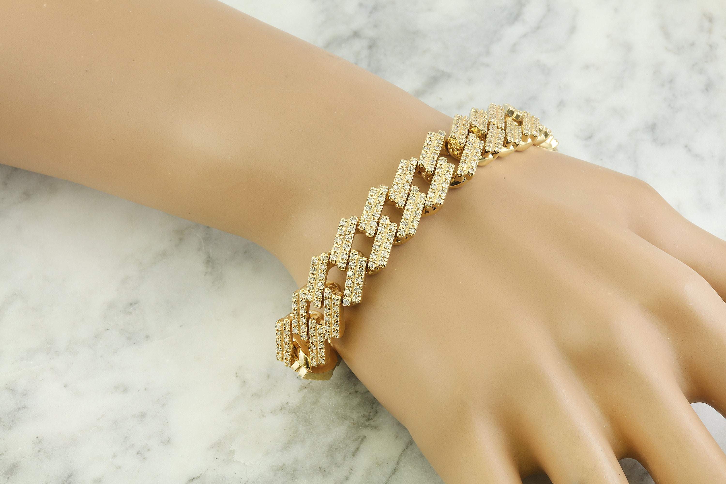 Pulsera de diamantes para hombre en oro amarillo de 14k - Etsy España