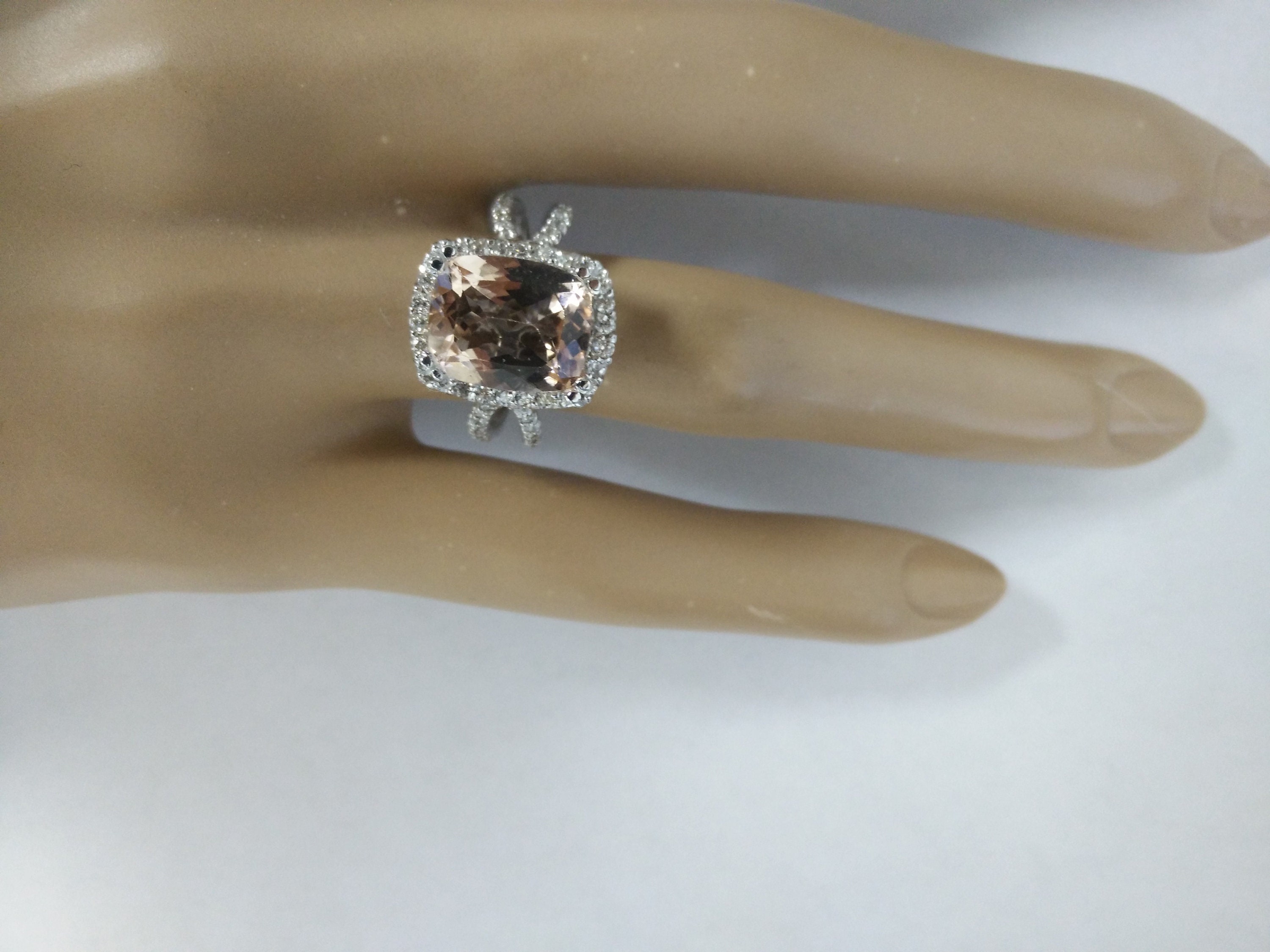 Morganite and Diamond Ring in 14k White Gold - Etsy