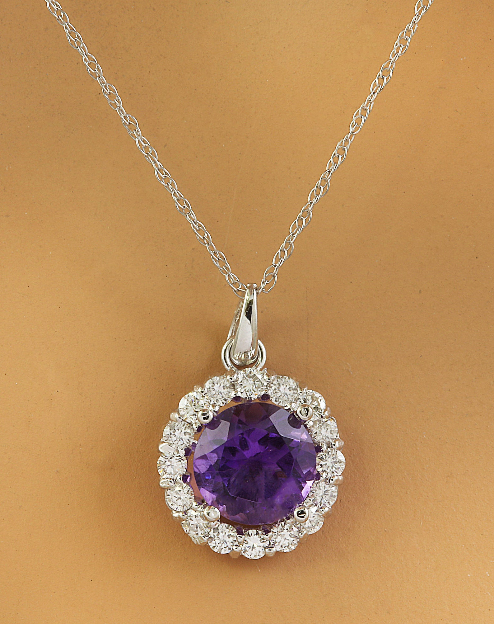 Amethyst Necklace With Pendant in 14k White Gold Etsy