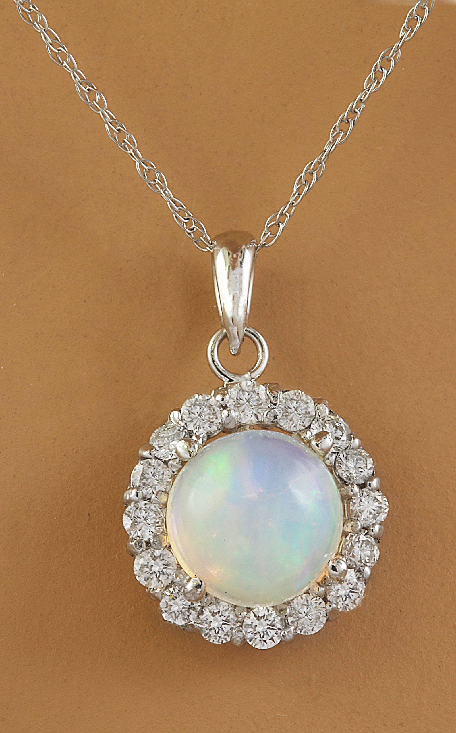 Opal Necklace With Pendant in 14k White Gold - Etsy