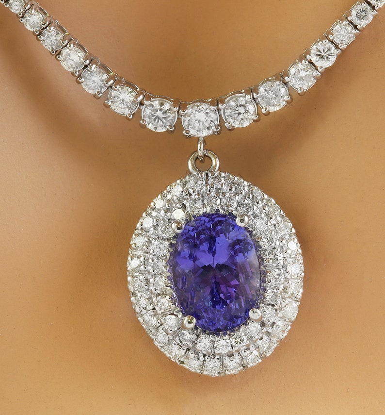 Tanzanite and Diamond Necklace With 