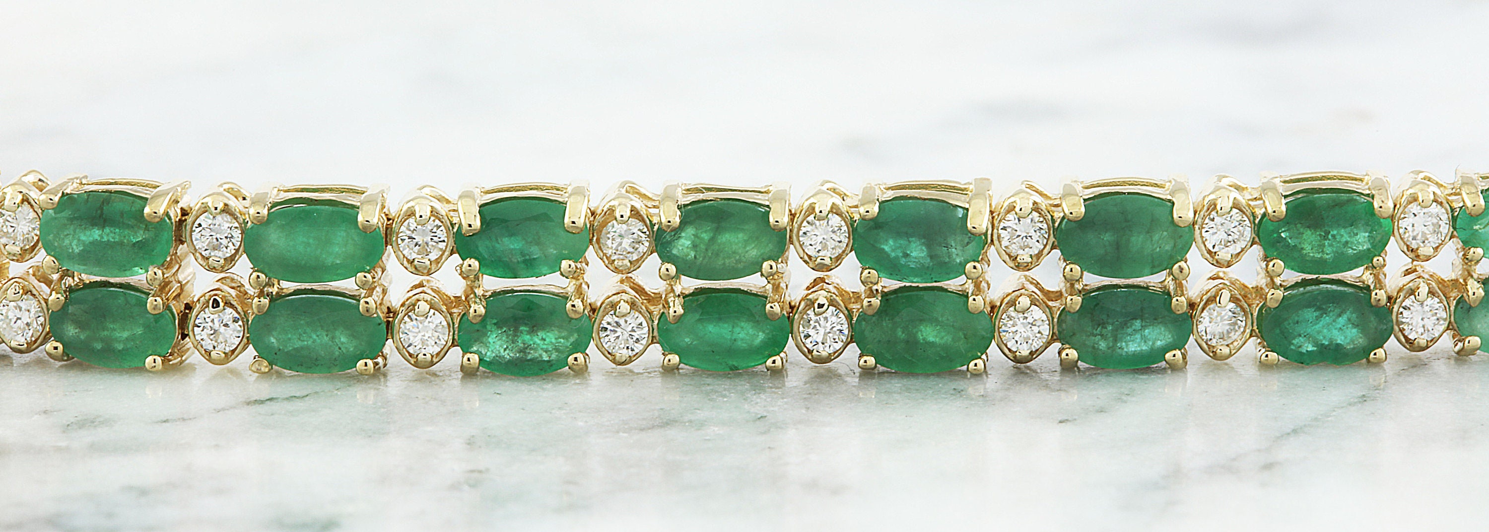 Emerald and Diamond Bracelet in 14k Yellow Gold - Etsy