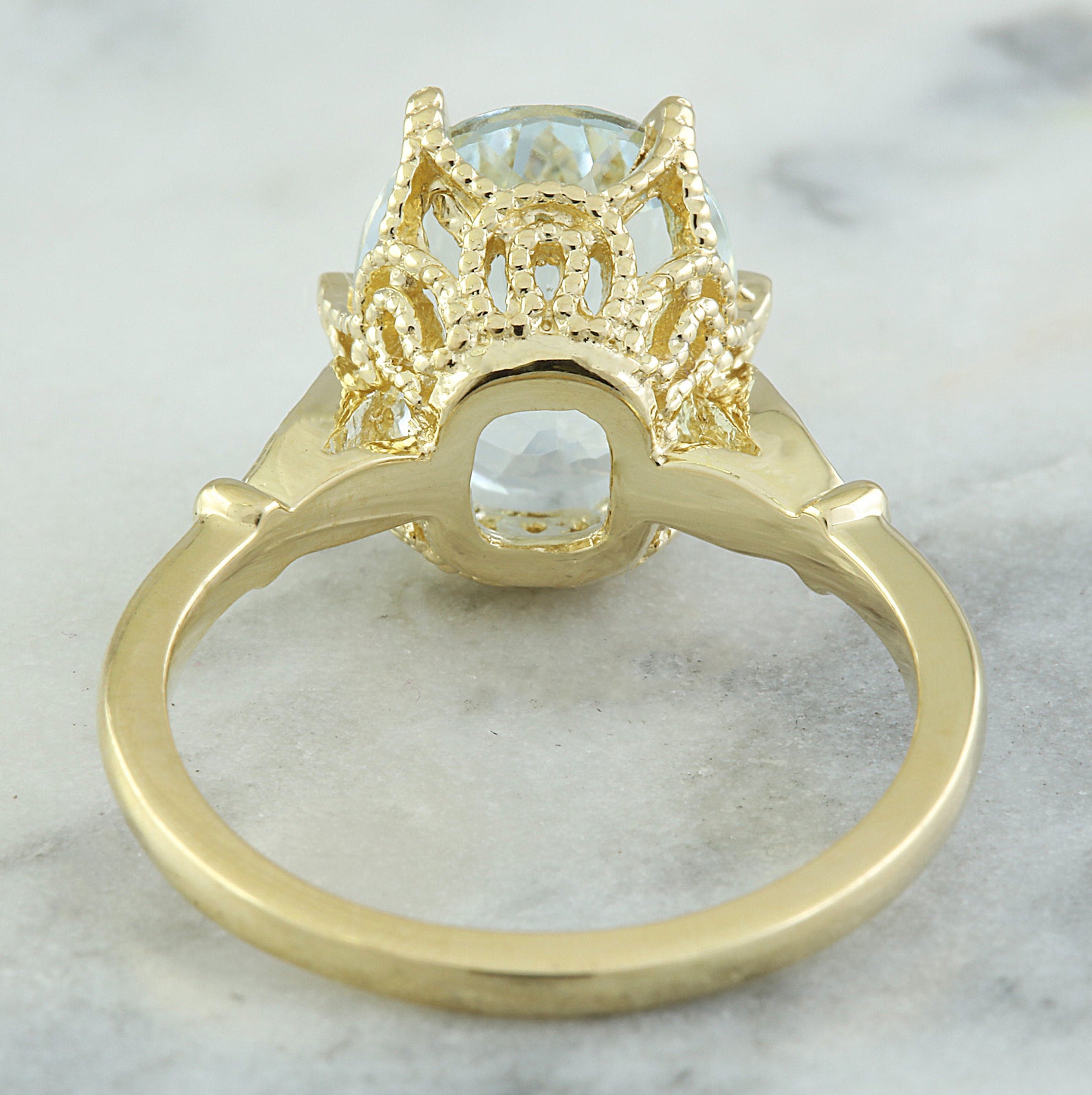 Aquamarine and Diamond Engagement Ring in 14k Yellow Gold - Etsy