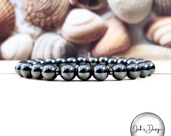 Hematite Bead Bracelet, Hematite Bracelet, Gemstone Bracelet, Men's Beaded Bracelet, Women's Beaded Bracelet, Hematite Stone, Gemstone, 10mm