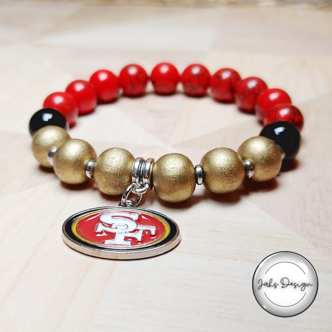 Football Sports Teams Charm Bracelet, Sports Bead Bracelet, Beaded