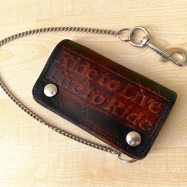 Vintage Biker Wallet chain purse "Ride to Live, Live to Ride"