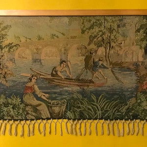 Original Vintage Gobelin Tapestry – Colorful Wall Hanging – 178x78 cm – 1960s–70s Couch Tapestry – Mid-Century Textile Art