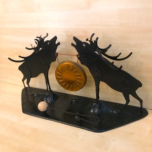 Handmade gong “The Deer” – unique piece – metal wood – approx. 60 cm – decoration & sound object – single piece.